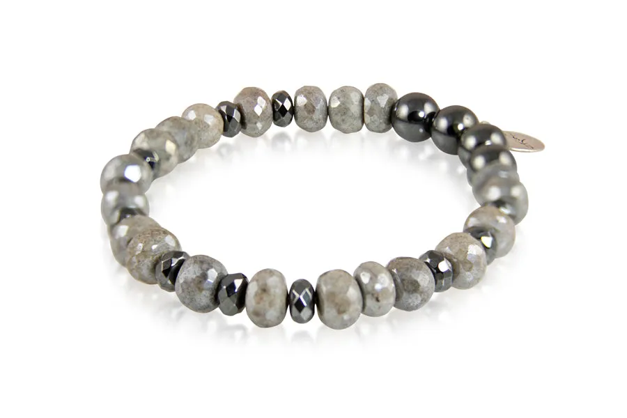 Bracelet - Beaded Grey Moonstone & Hematite Signature Collection