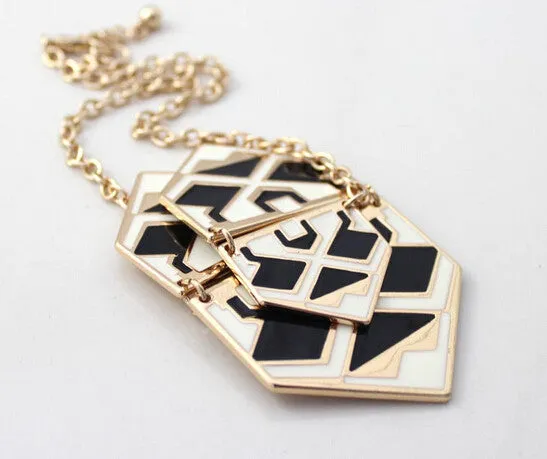 Brand Trendy Pendants Necklace Geometric Enamel Statement Fashion Necklace Charm Jewelry