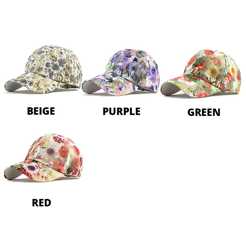 Breathable Flower Print Lace Snapback Baseball Cap