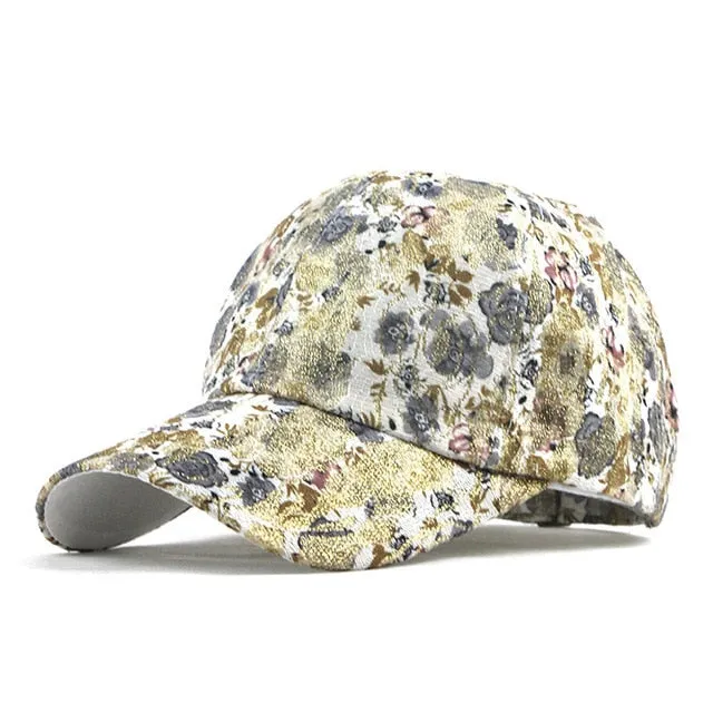 Breathable Flower Print Lace Snapback Baseball Cap