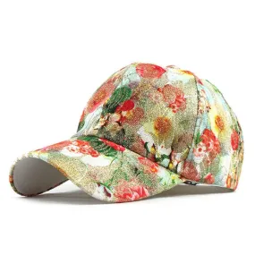 Breathable Flower Print Lace Snapback Baseball Cap