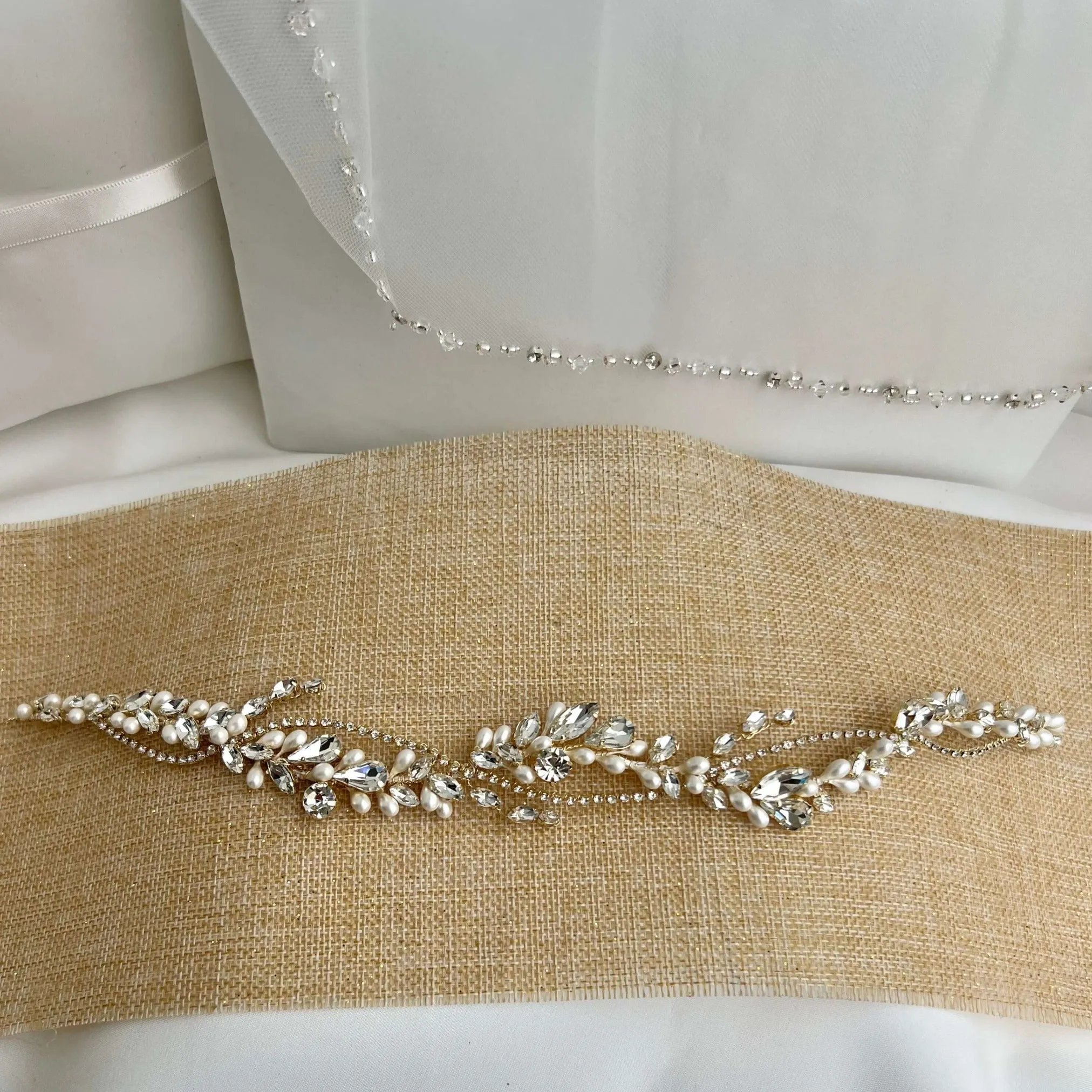 Bridal Headband, Quinceanera Forehead Accessory, Headband for wedding, Bridal Hair Accessory with Azahares