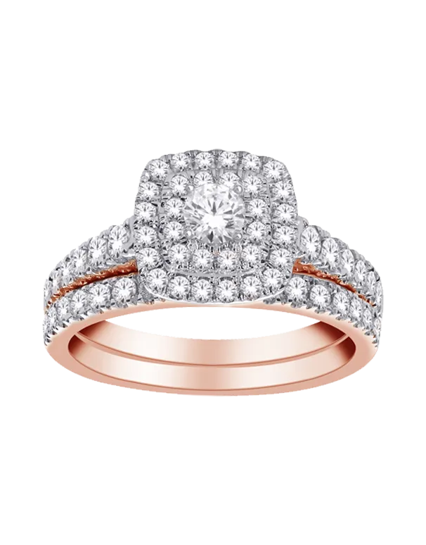 Bridal Set - 14ct Rose Gold Diamond Ring - 771094