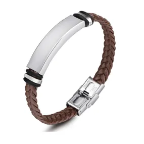 Brown Faux Leather Braided Bracelet (Circumference 21cm) 棕色人造皮革編織手鍊 (鍊長 21cm) KJBR16097