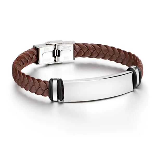 Brown Faux Leather Braided Bracelet (Circumference 21cm) 棕色人造皮革編織手鍊 (鍊長 21cm) KJBR16097