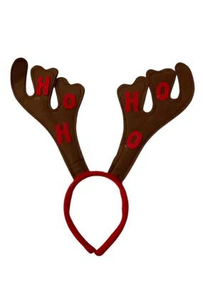 Brown Reindeer Antler Ho Ho Ho Headband