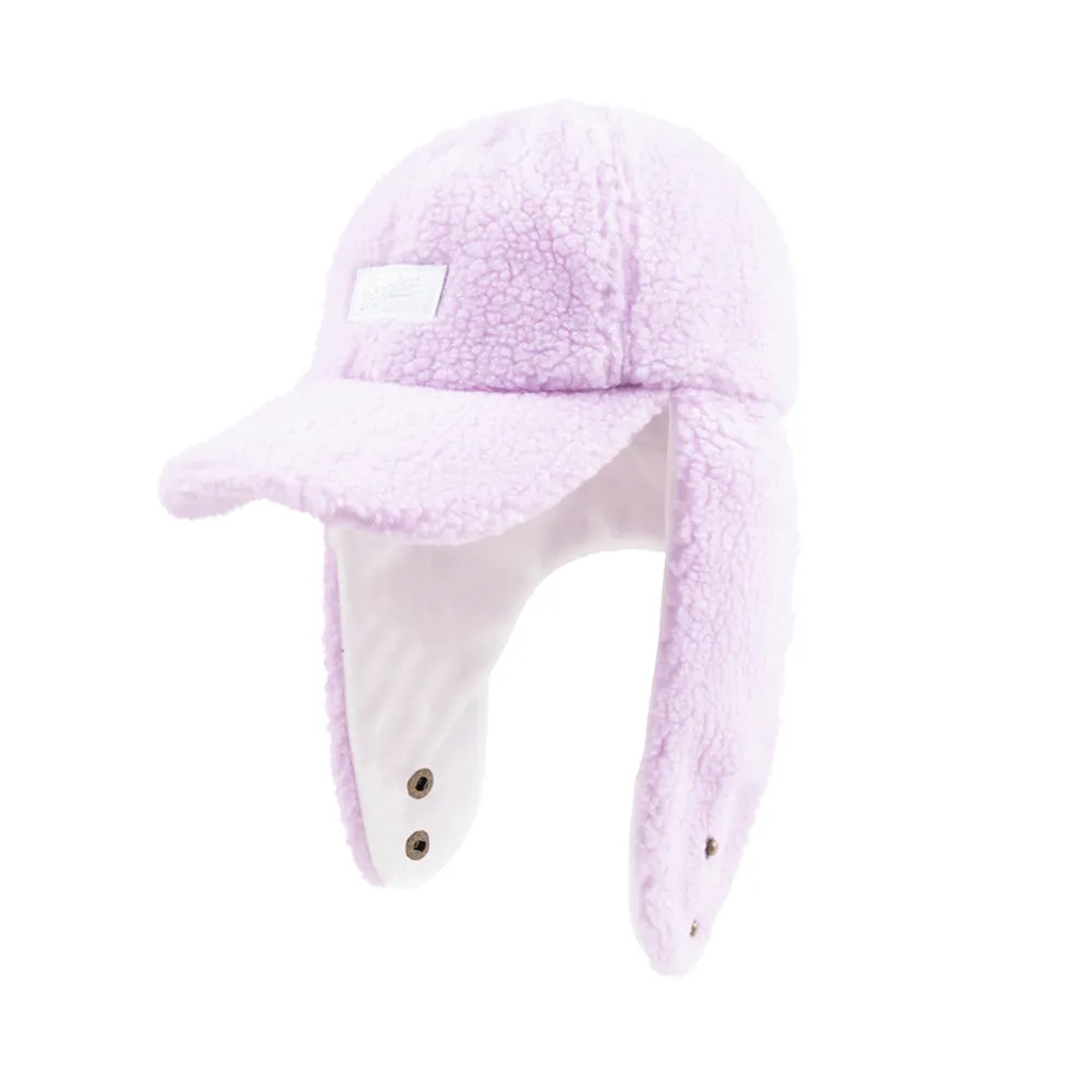 BS GLOSSY WAPPEN EARFLAP HAT PINK