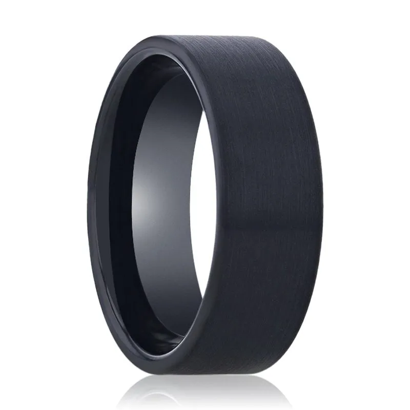 BULLET - Tungsten Ring Black Brushed Flat