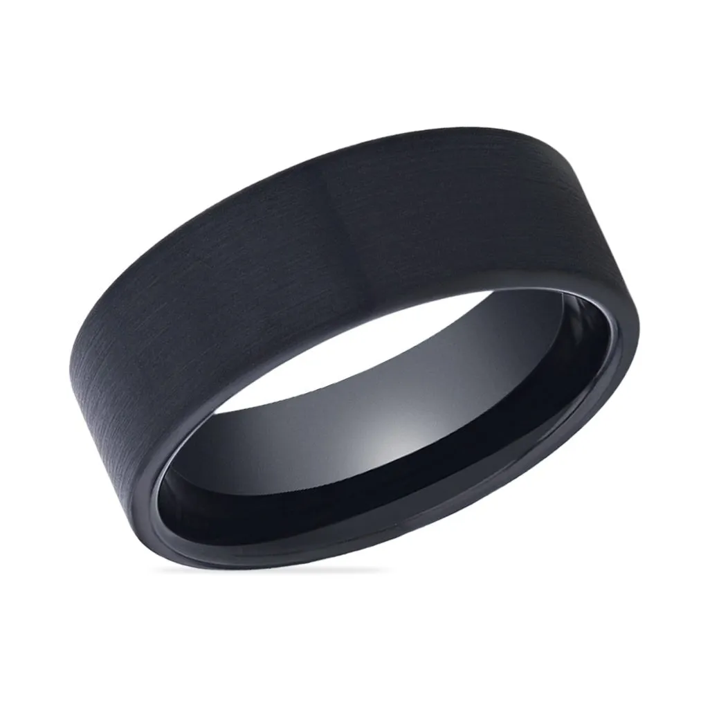 BULLET - Tungsten Ring Black Brushed Flat