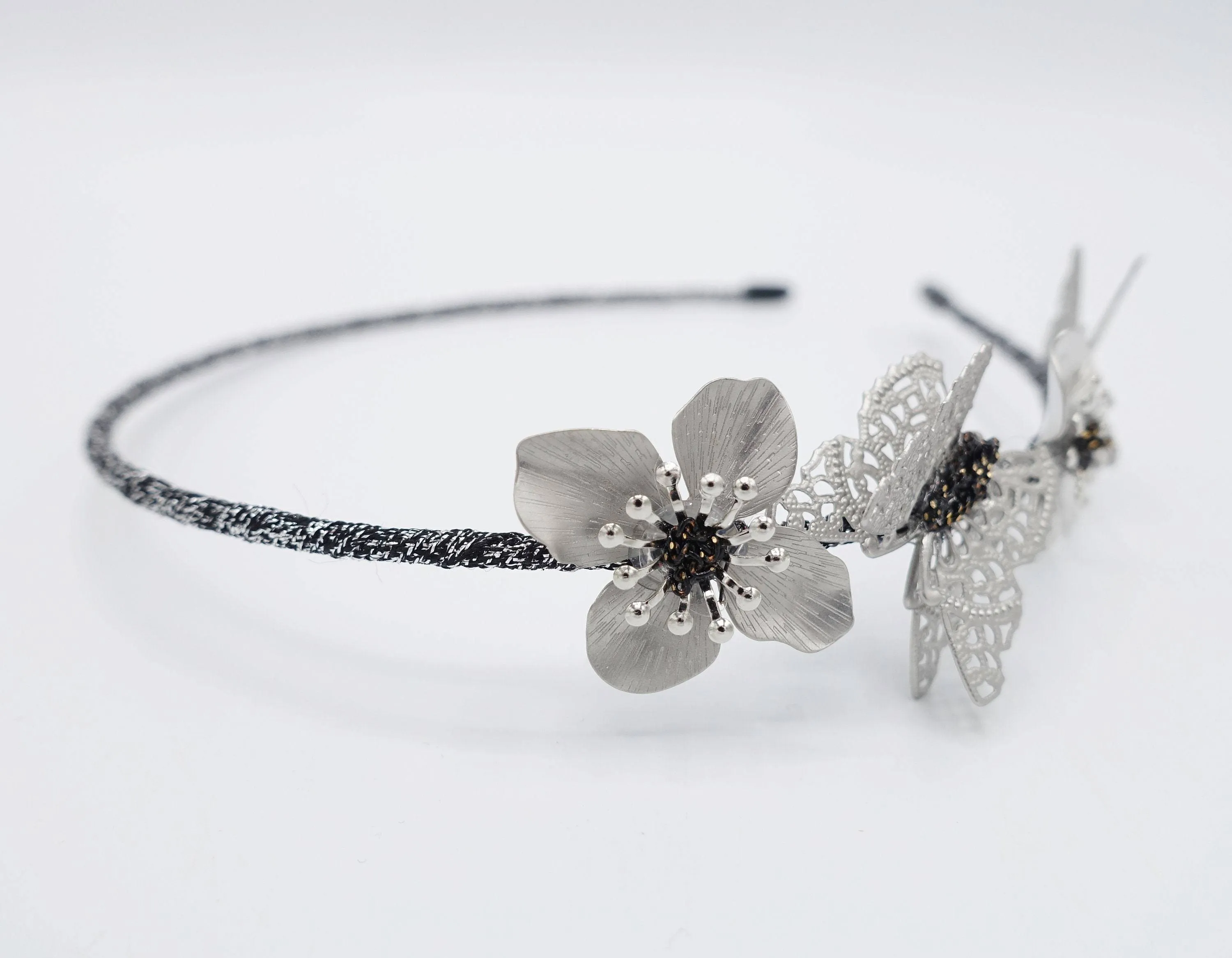 butterfly  metal thin headband flower hairband for women