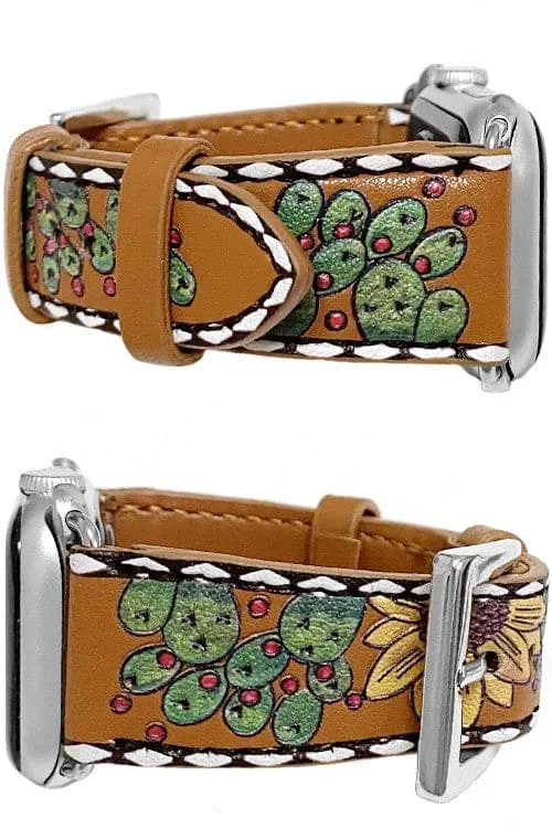 Cactus Tooled Leather Apple Watch Band