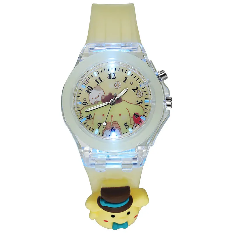 Cartoon Colorful Flashing Light Luminous Watch Doll Silicone Electronic Watch