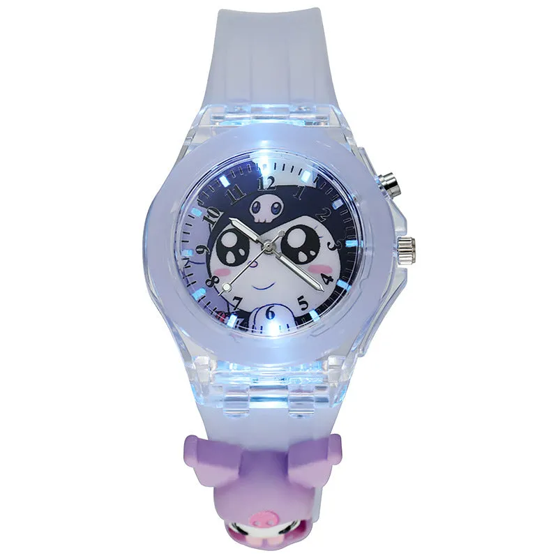 Cartoon Colorful Flashing Light Luminous Watch Doll Silicone Electronic Watch