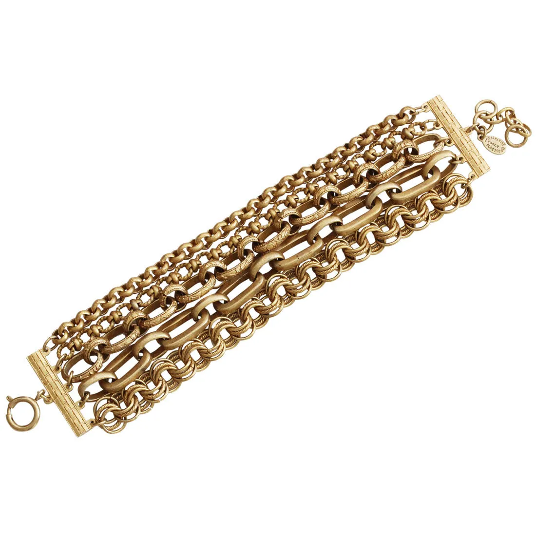 Catherine Popesco 14k Gold Plated 5 Multi Strand Chain Bracelet, 1620G