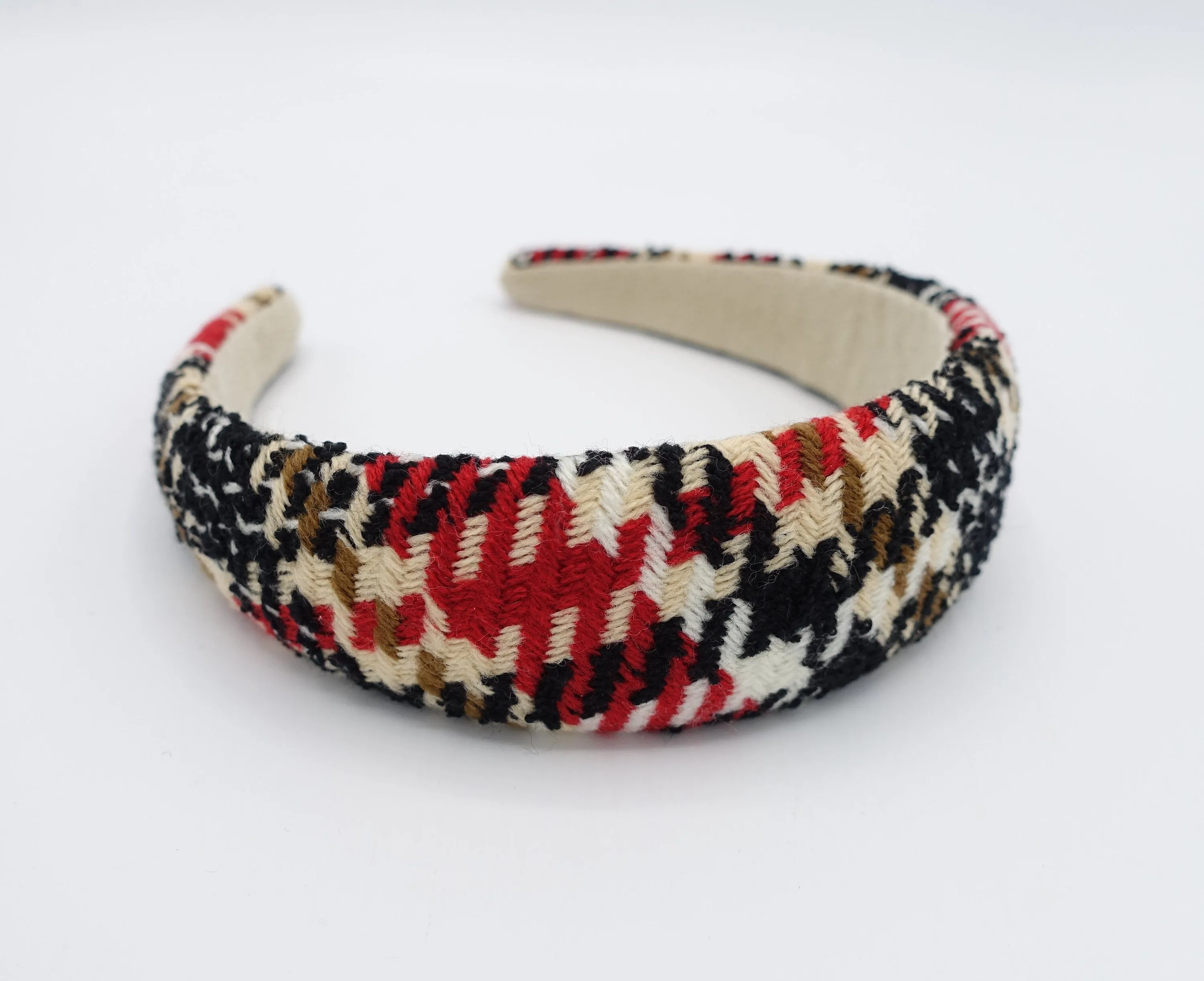 check houndstooth tweed headband padded hairband Fall Winter stylish casual hair accessory for women