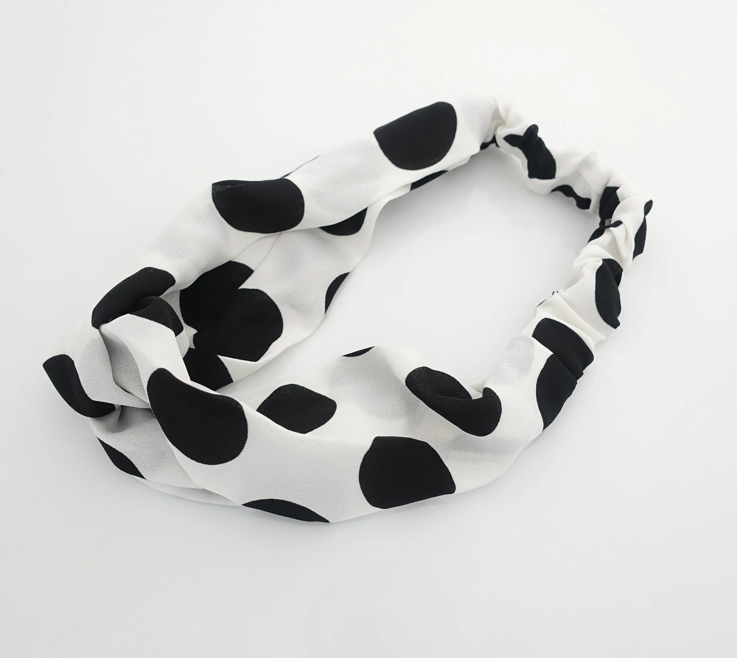 chiffon big dot headband elastic front twist headwrap women hair accessory head band