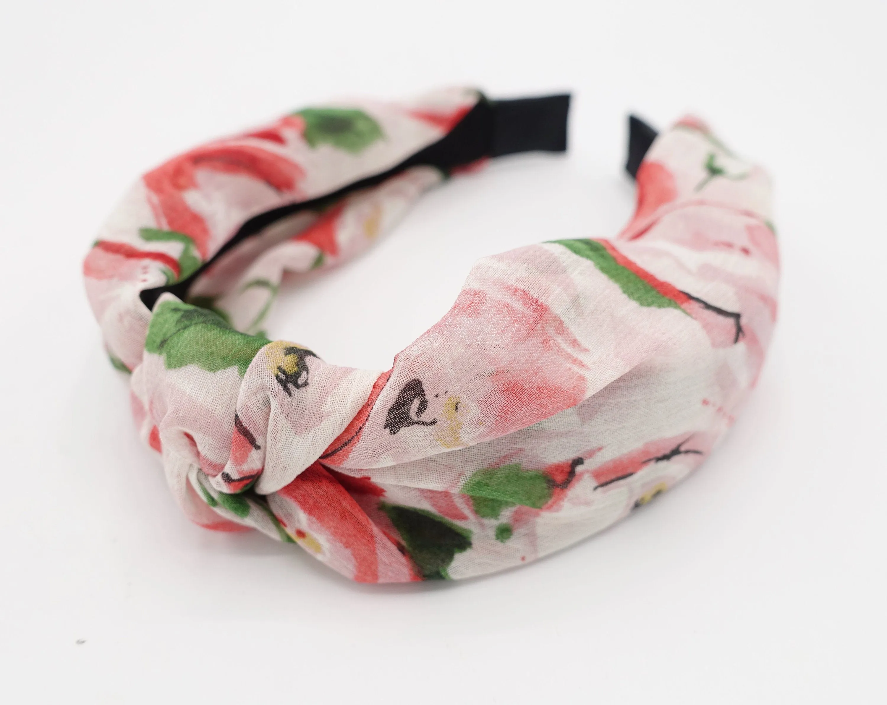 chiffon big floral print knot headband flower top knotted hairband women hair accessory