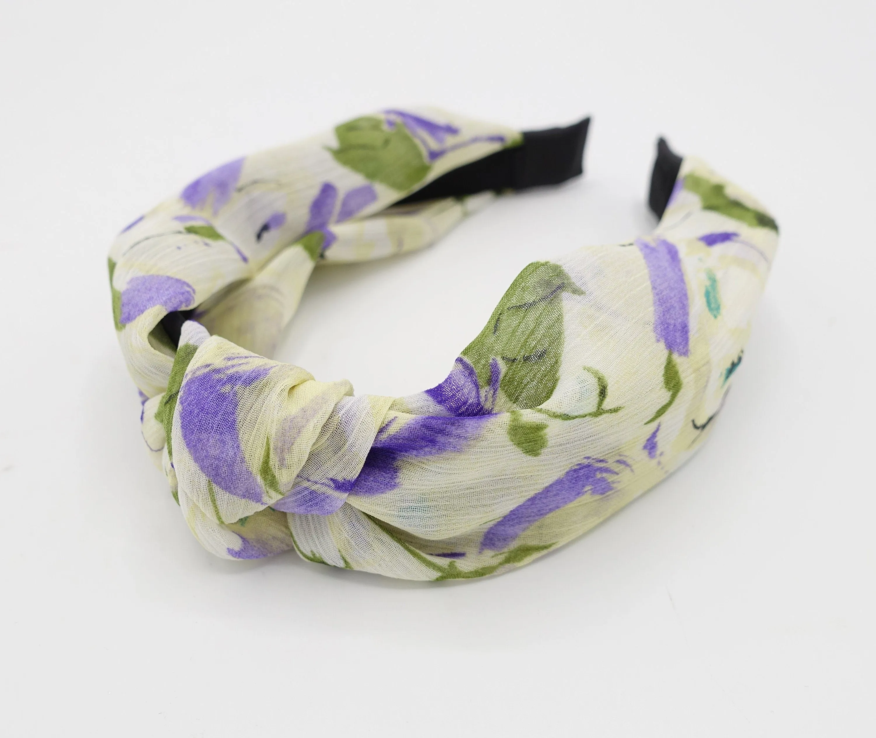 chiffon big floral print knot headband flower top knotted hairband women hair accessory