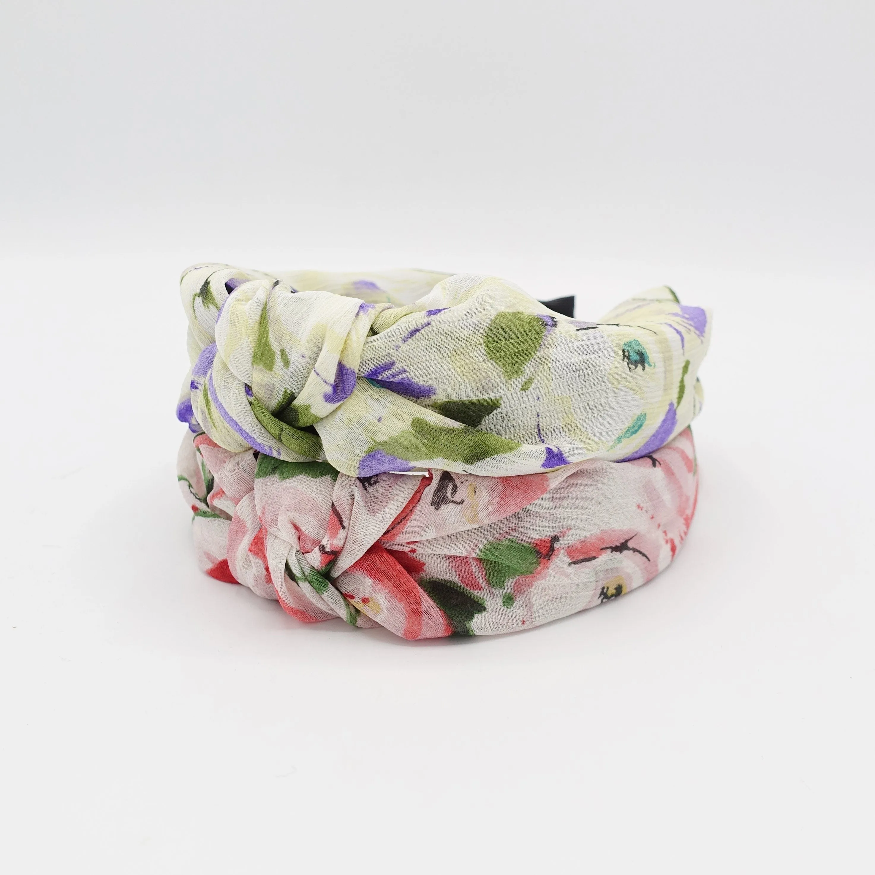 chiffon big floral print knot headband flower top knotted hairband women hair accessory