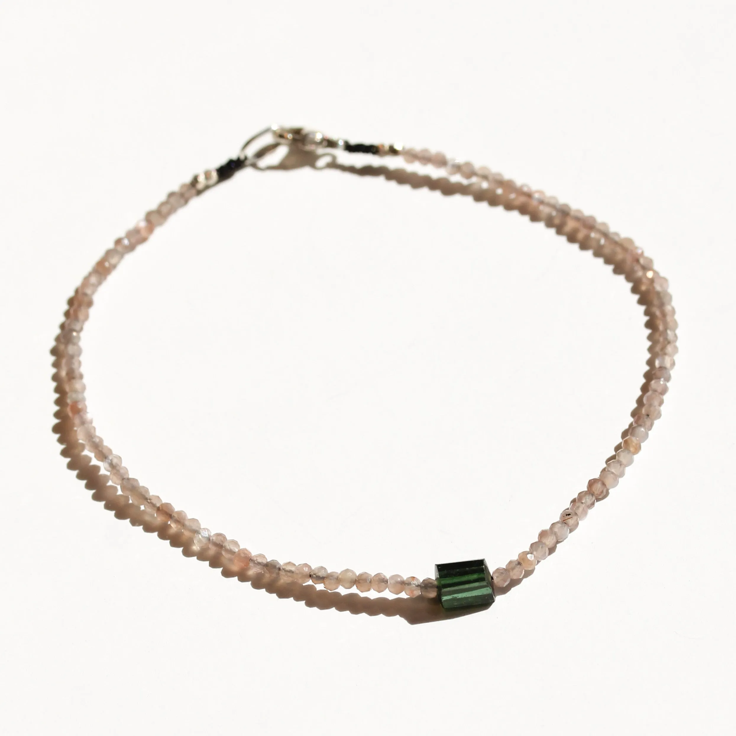 Chocolate Moonstone   Green Tourmaline Bracelet No.41