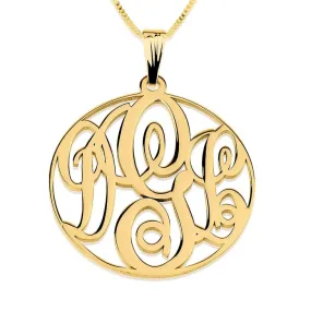 Circle Monogram Necklace 14k Gold