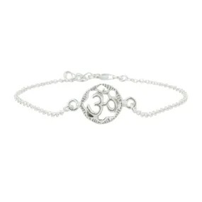 Circular Om Chain Bracelet ,Sterling Silver