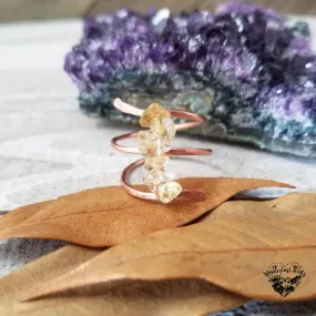 Citrine copper wrap ring