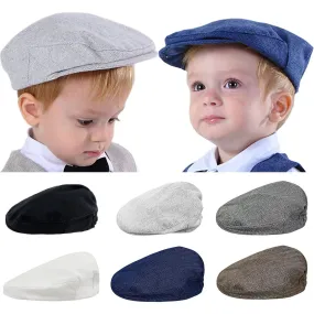 Classic Baby Boy Newsboy Cap - Herringbone Pattern for Special Occasions