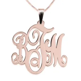 Classic Monogram Necklace Rose Gold Plated