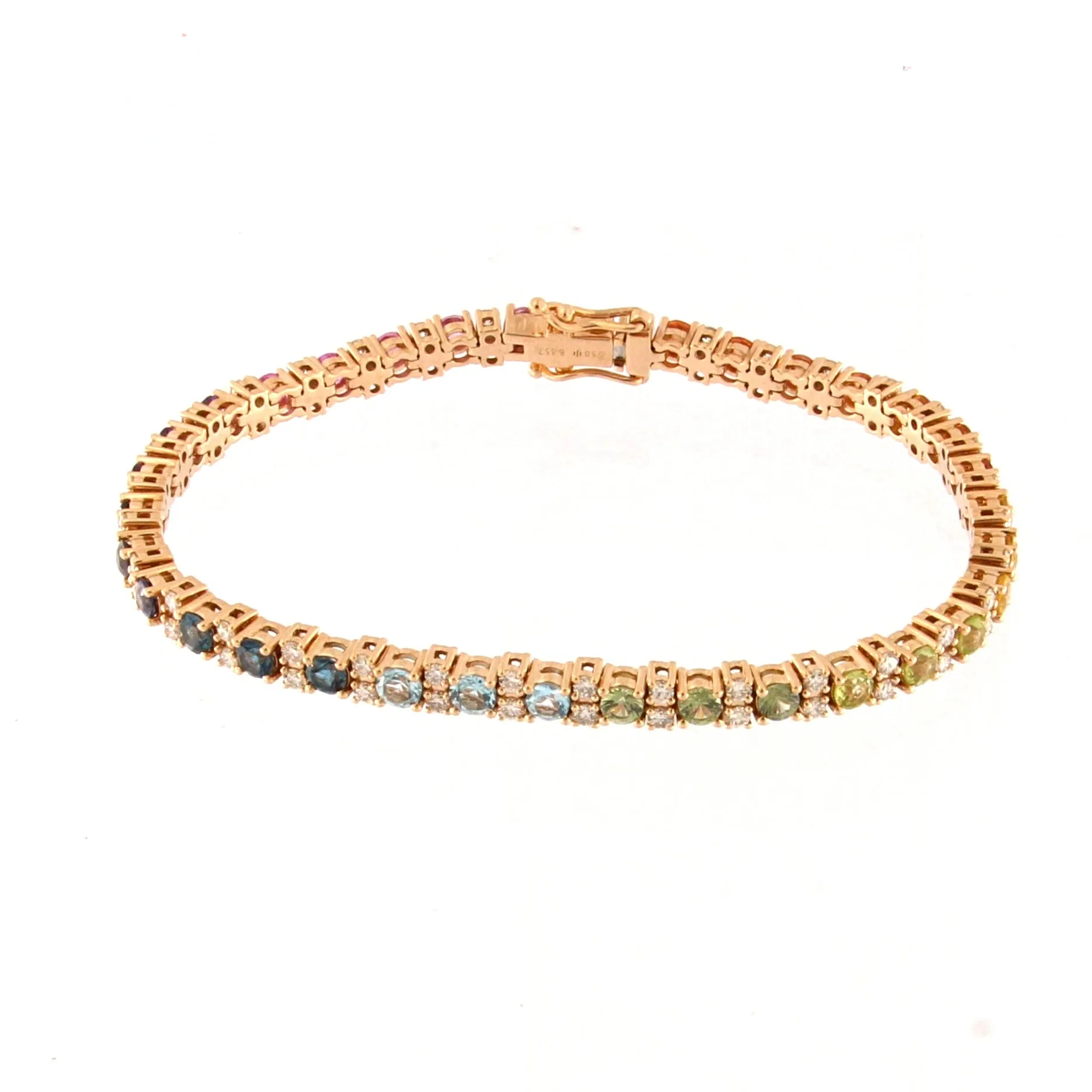 Collection Classics Tennis Bracelet Gold, Diamond 1.44 ct, sapphire, peridot, amethyst, london blue and swiss topaz