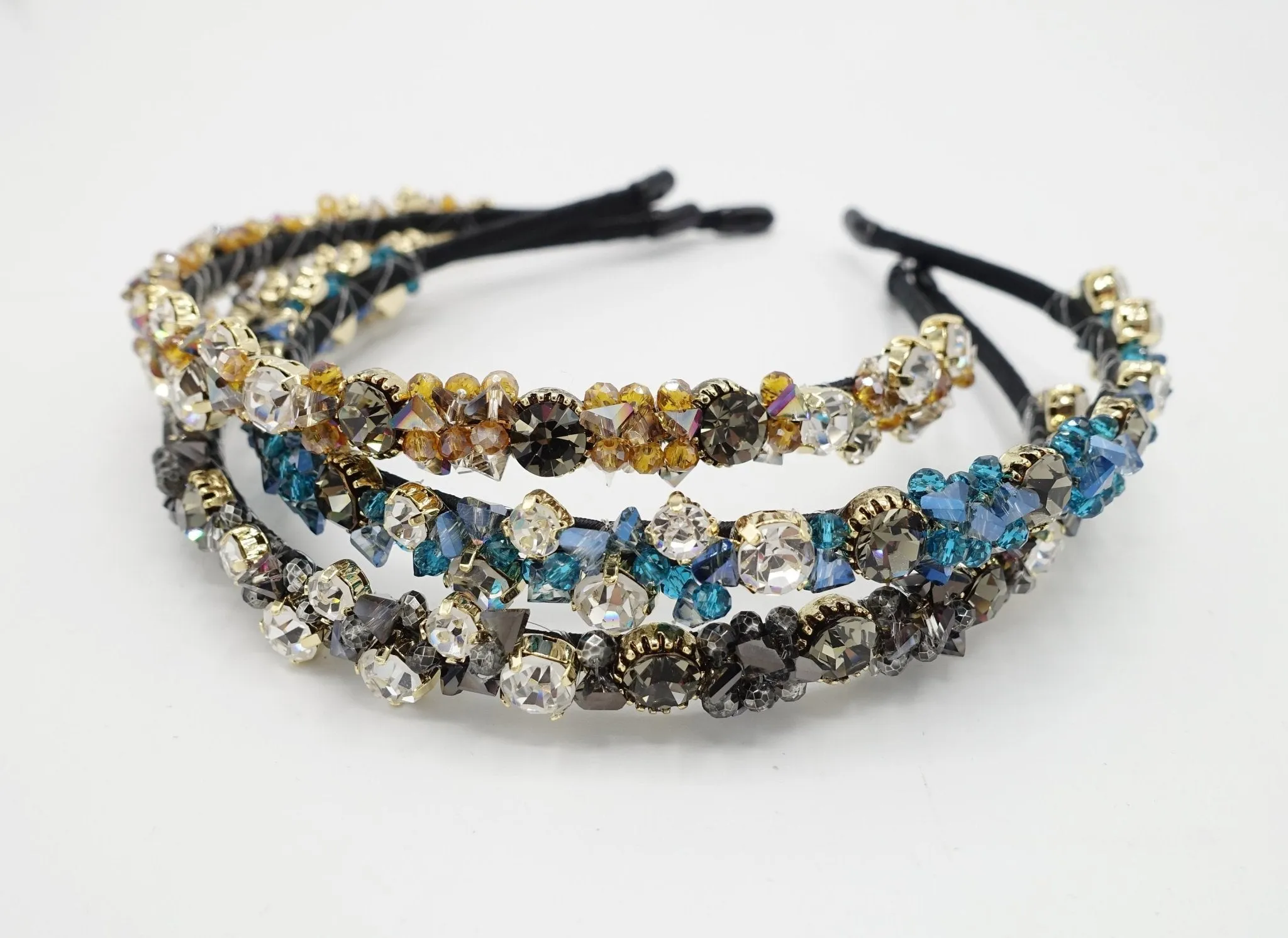 color crystal rhinestone embellished thin headband bling hairband for women