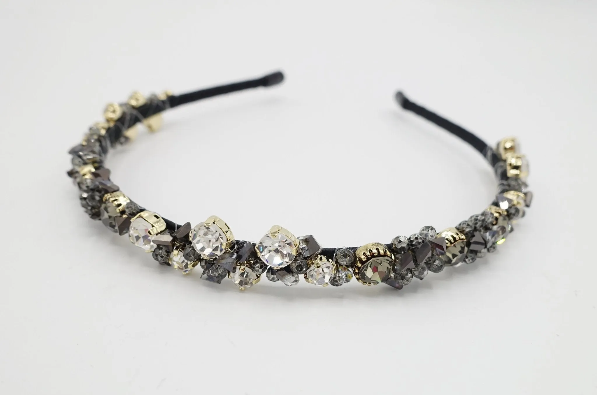 color crystal rhinestone embellished thin headband bling hairband for women