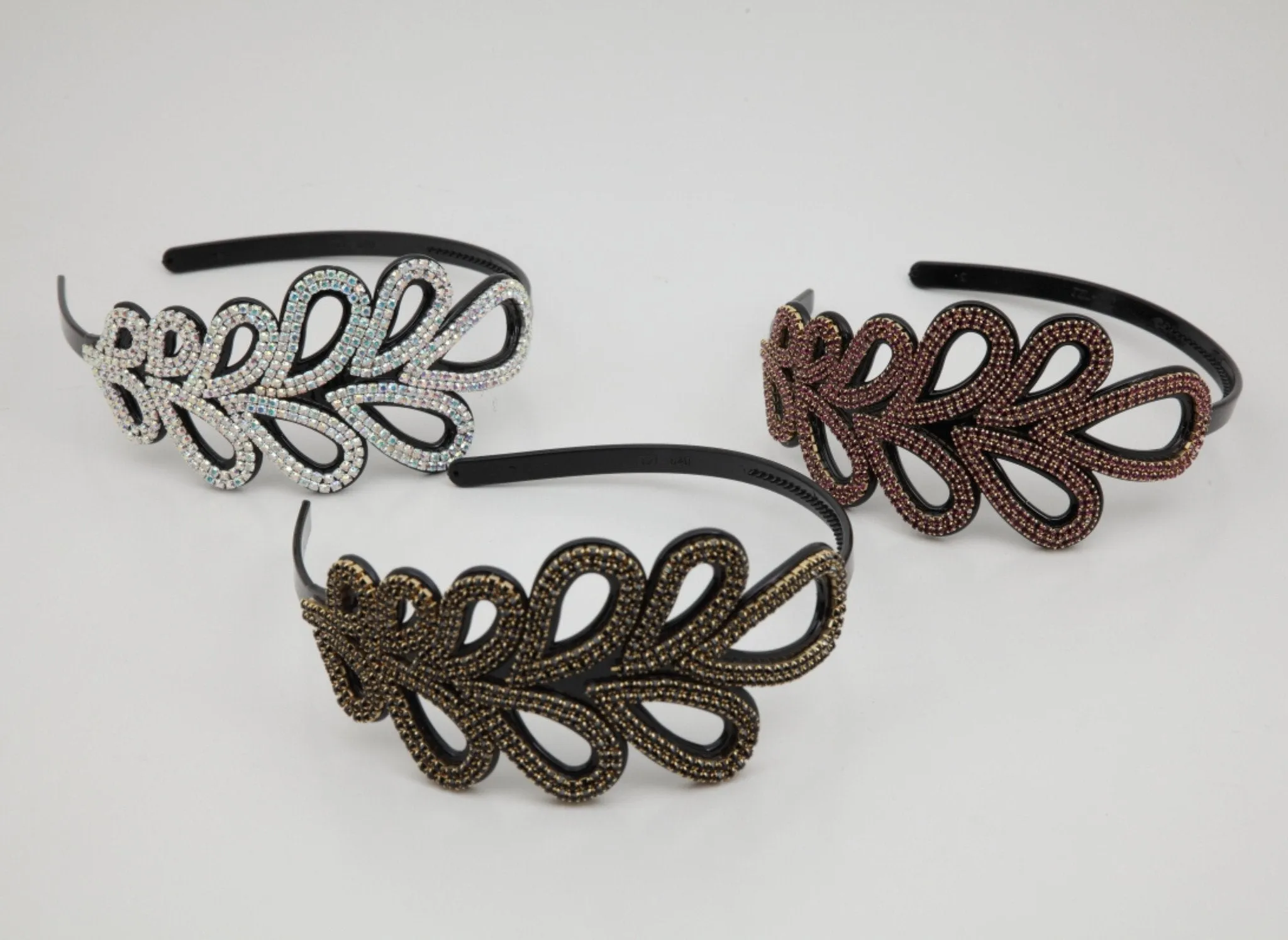 Color Cubic Leaves Luxury Style Rhinestone Decorative Headband