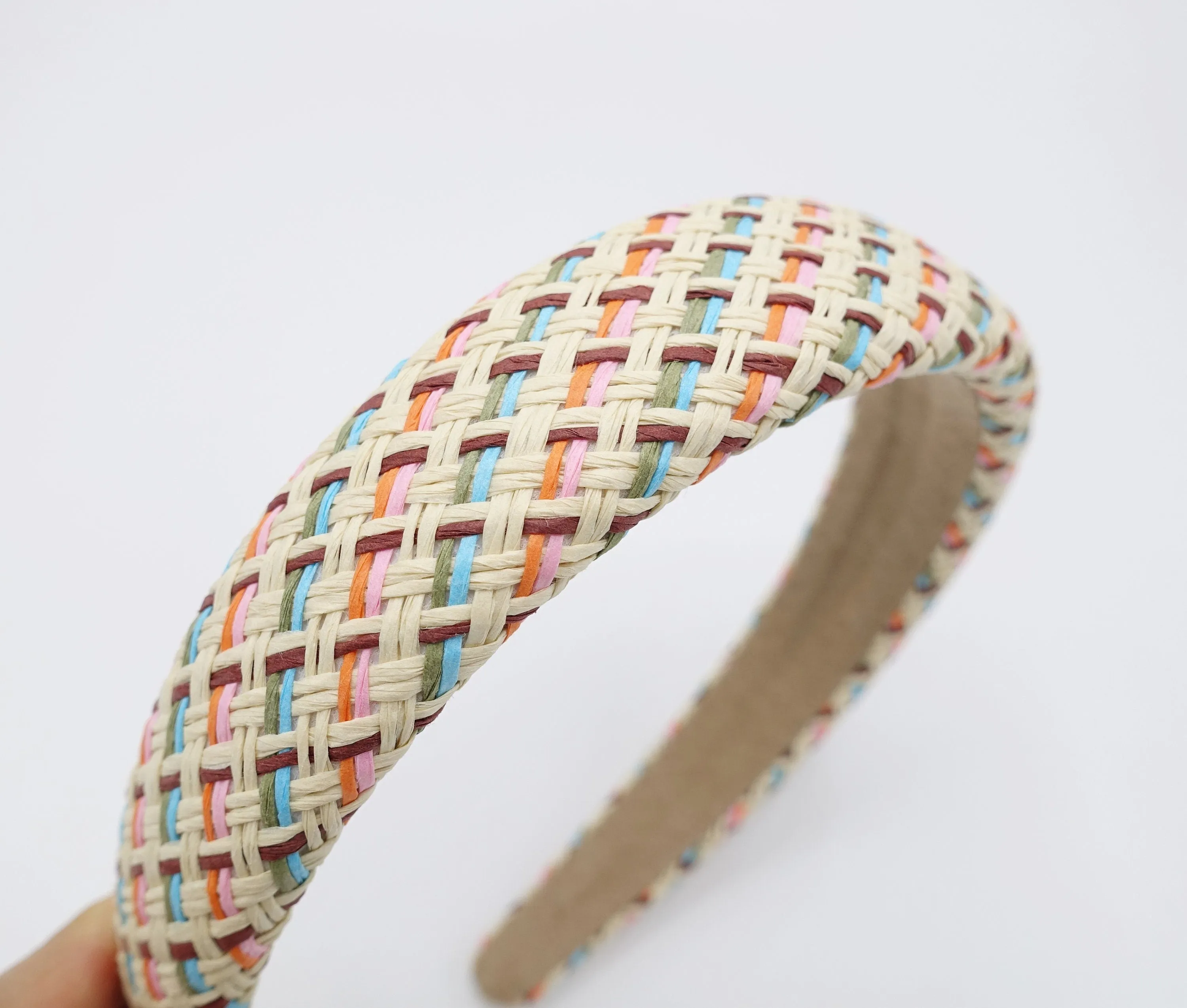 color straw headband, weaved headband, rattan headband for women