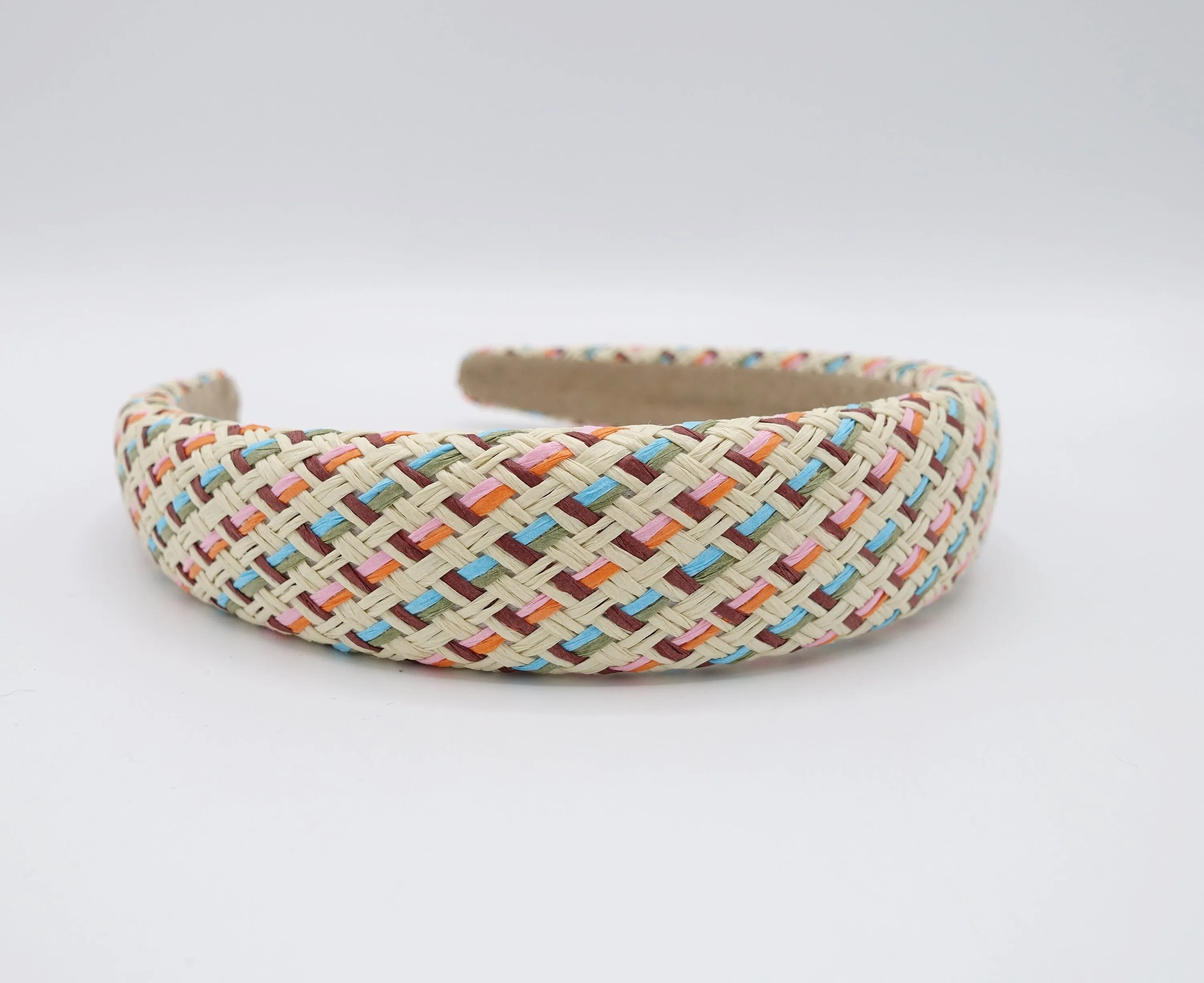 color straw headband, weaved headband, rattan headband for women