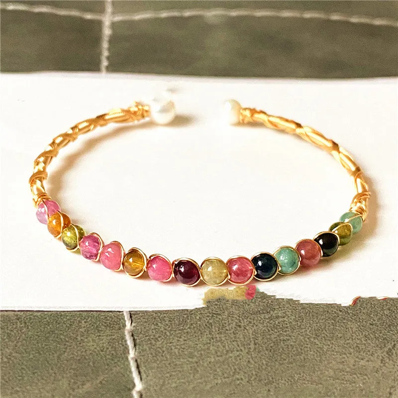 Colorful Tourmaline Natural Labradorite Moonstone Bracelet Bracelet