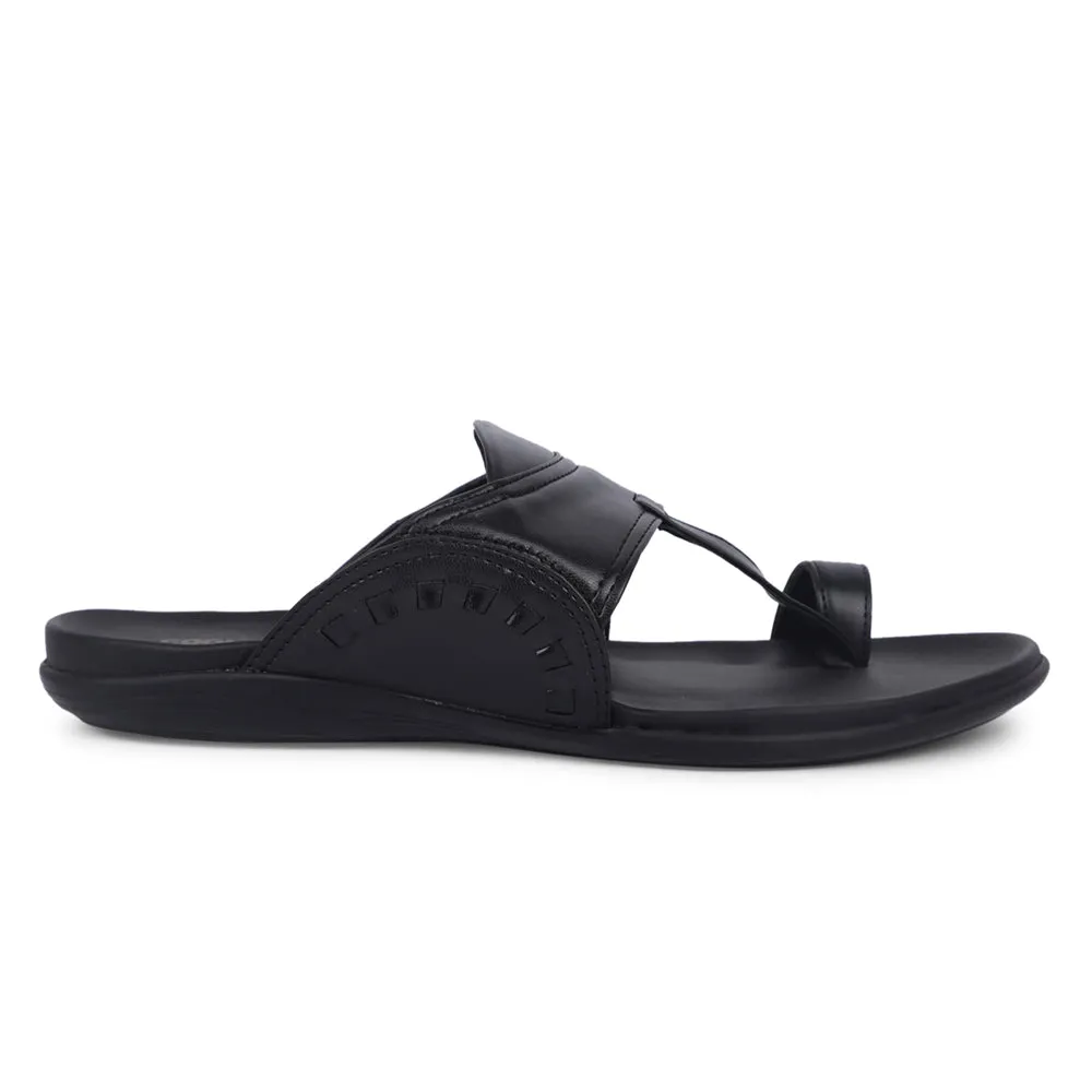 Coolers Casual Black Toe Ring Slippers For Men KENYA-2E By Liberty