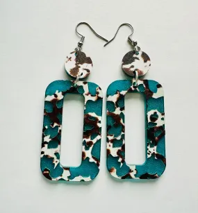 Cow & Turquoise Hoops