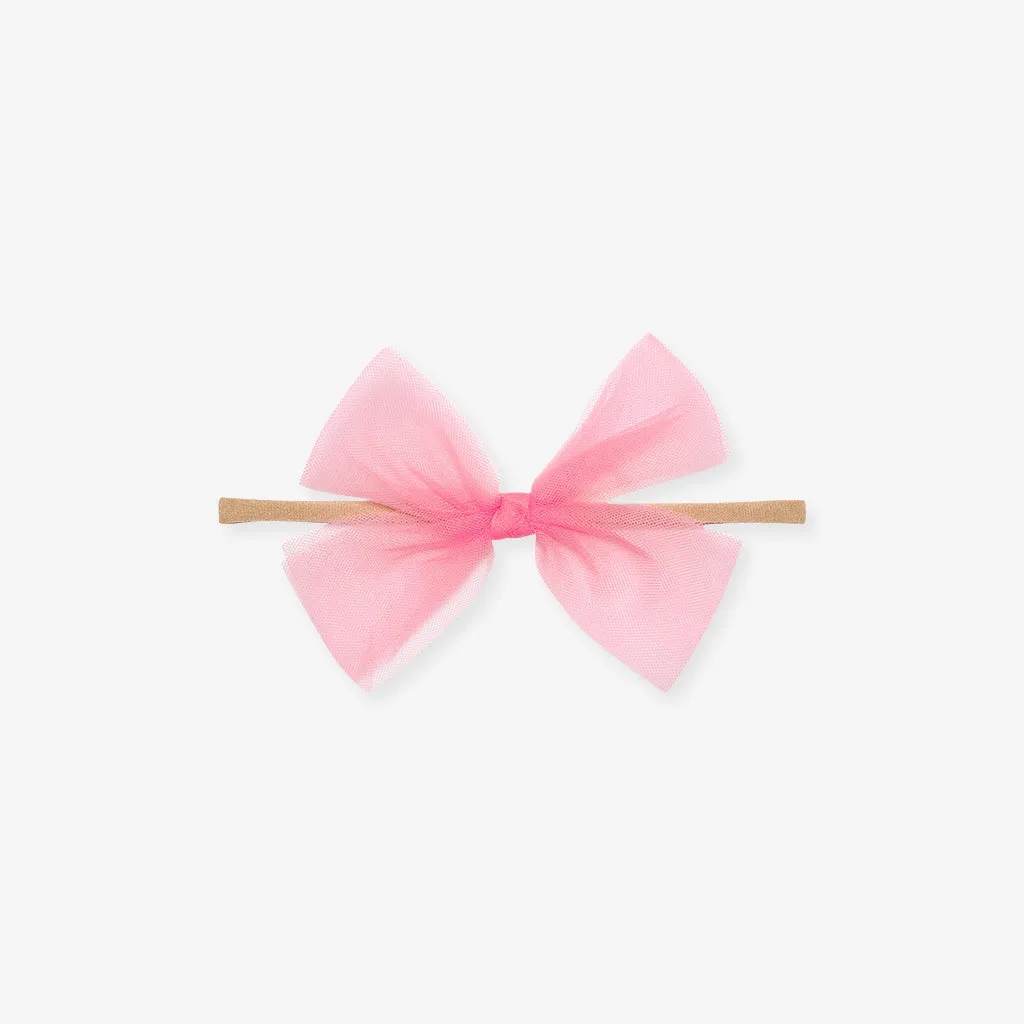 Cruisin' Pink Tulle Bow Nylon Headband