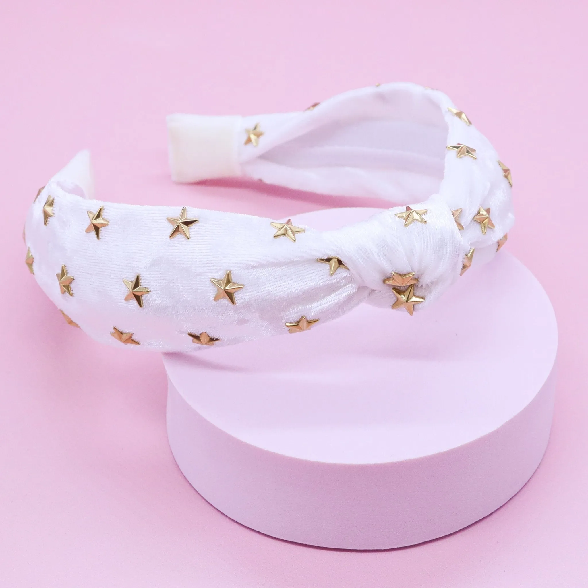 Crushed Velvet Knot Studded Star Headband