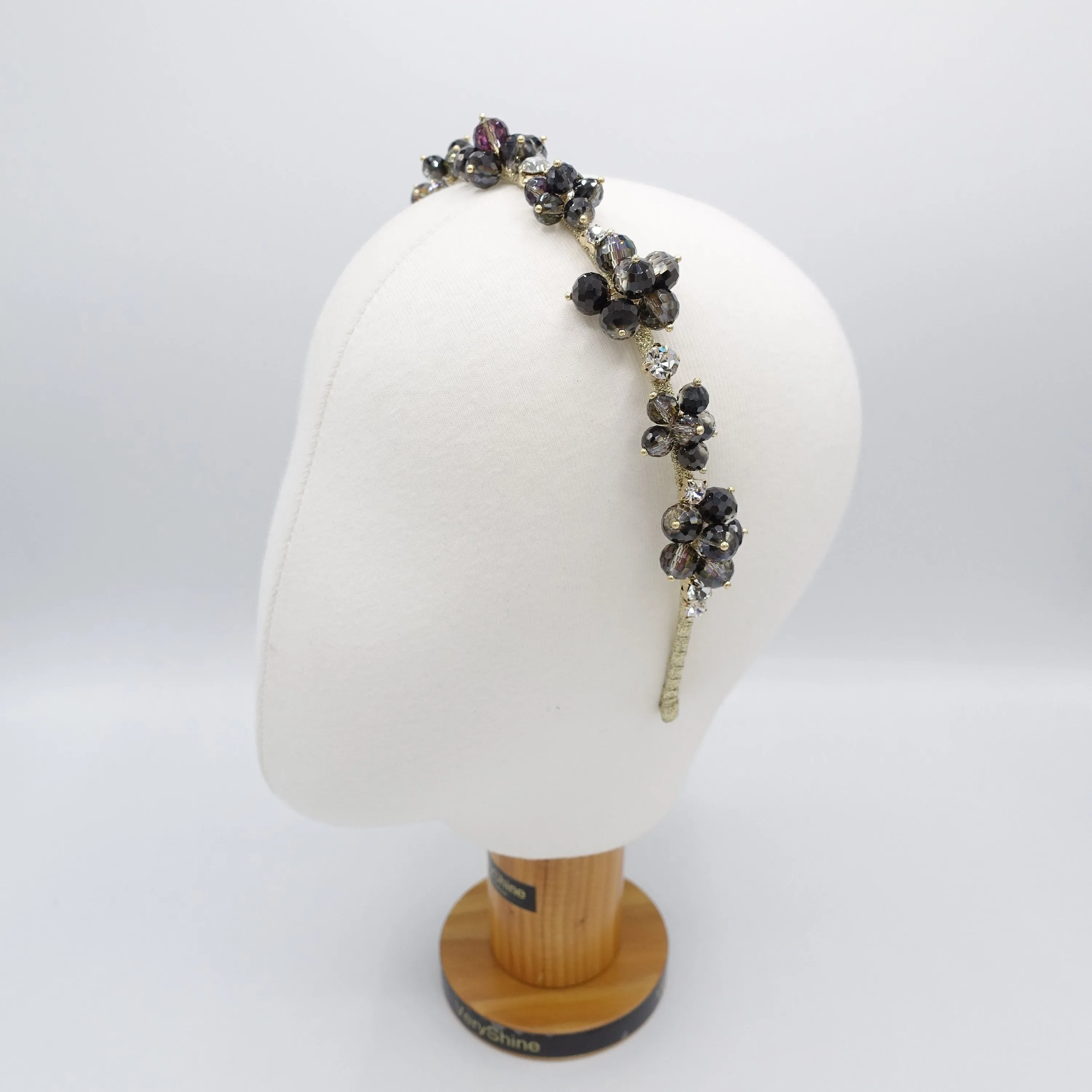 crystal bead flower headband, event headband for women