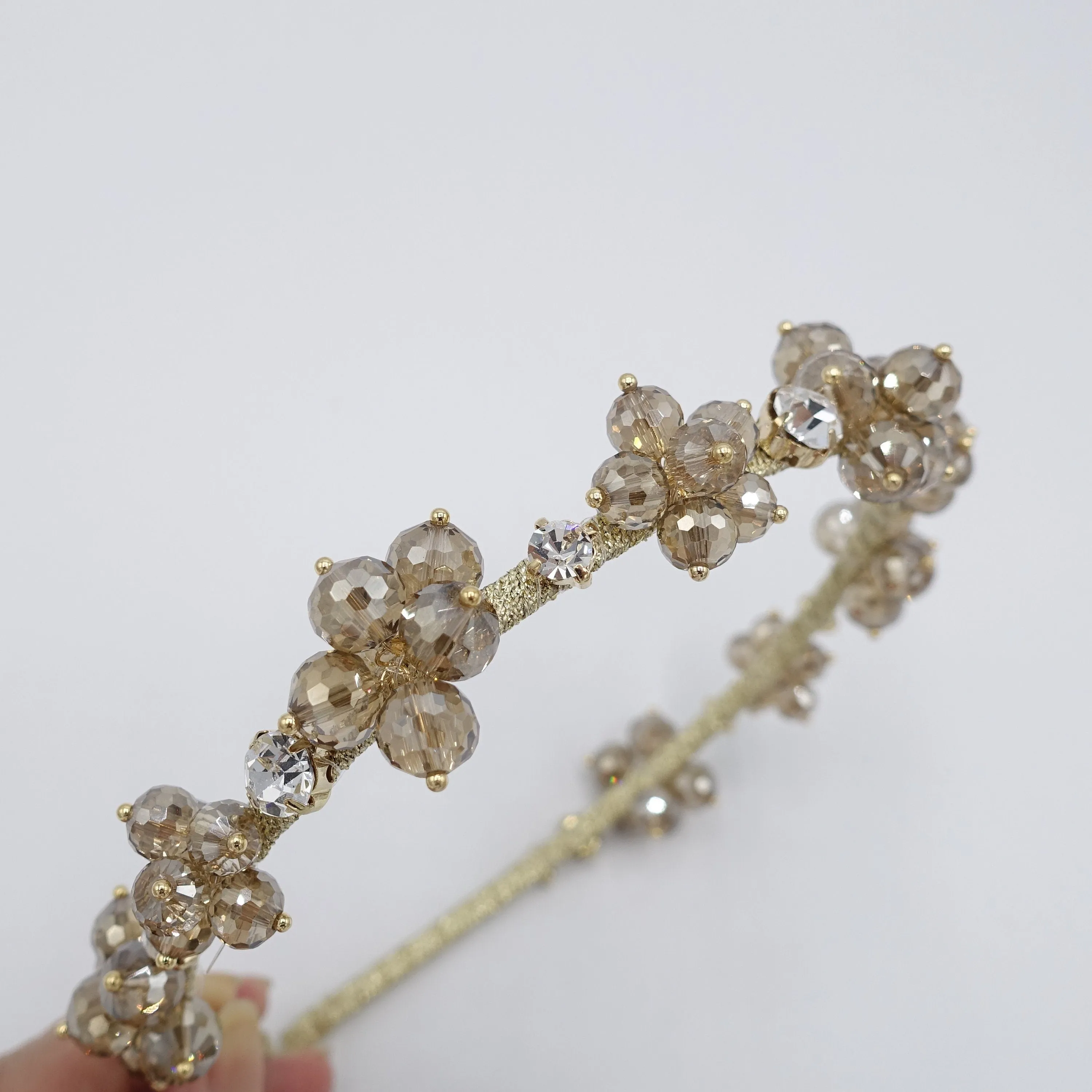 crystal bead flower headband, event headband for women