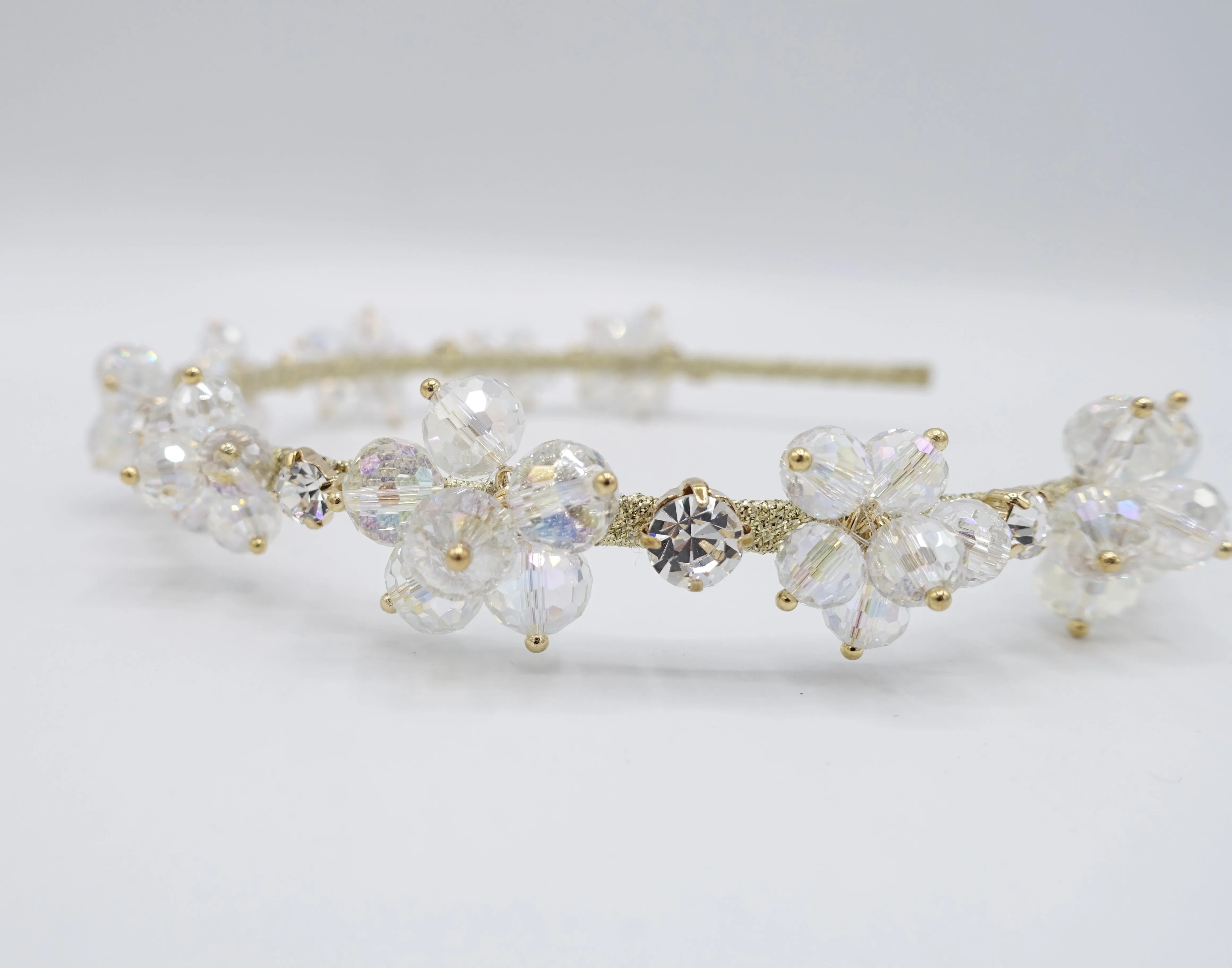 crystal bead flower headband, event headband for women