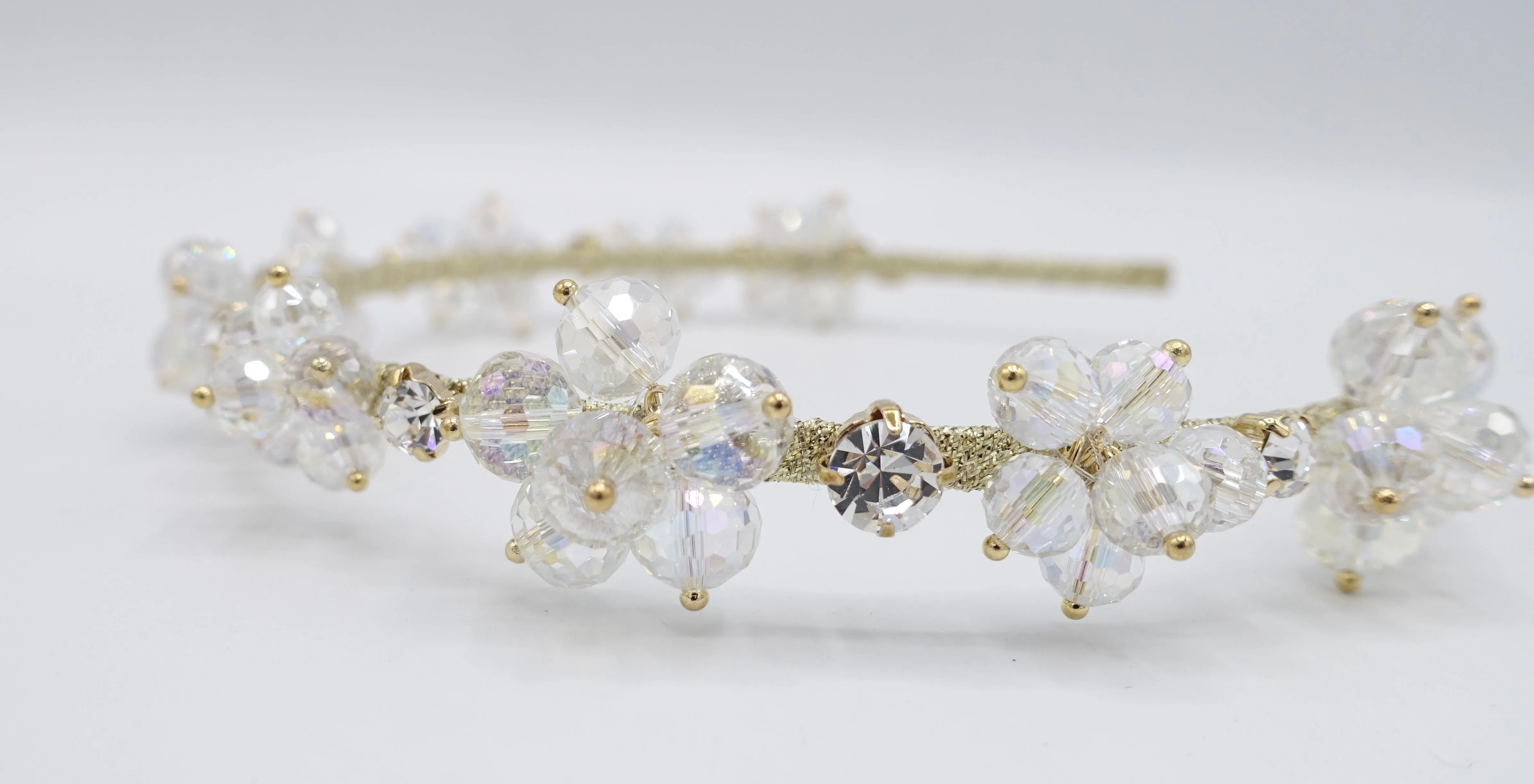 crystal bead flower headband, event headband for women