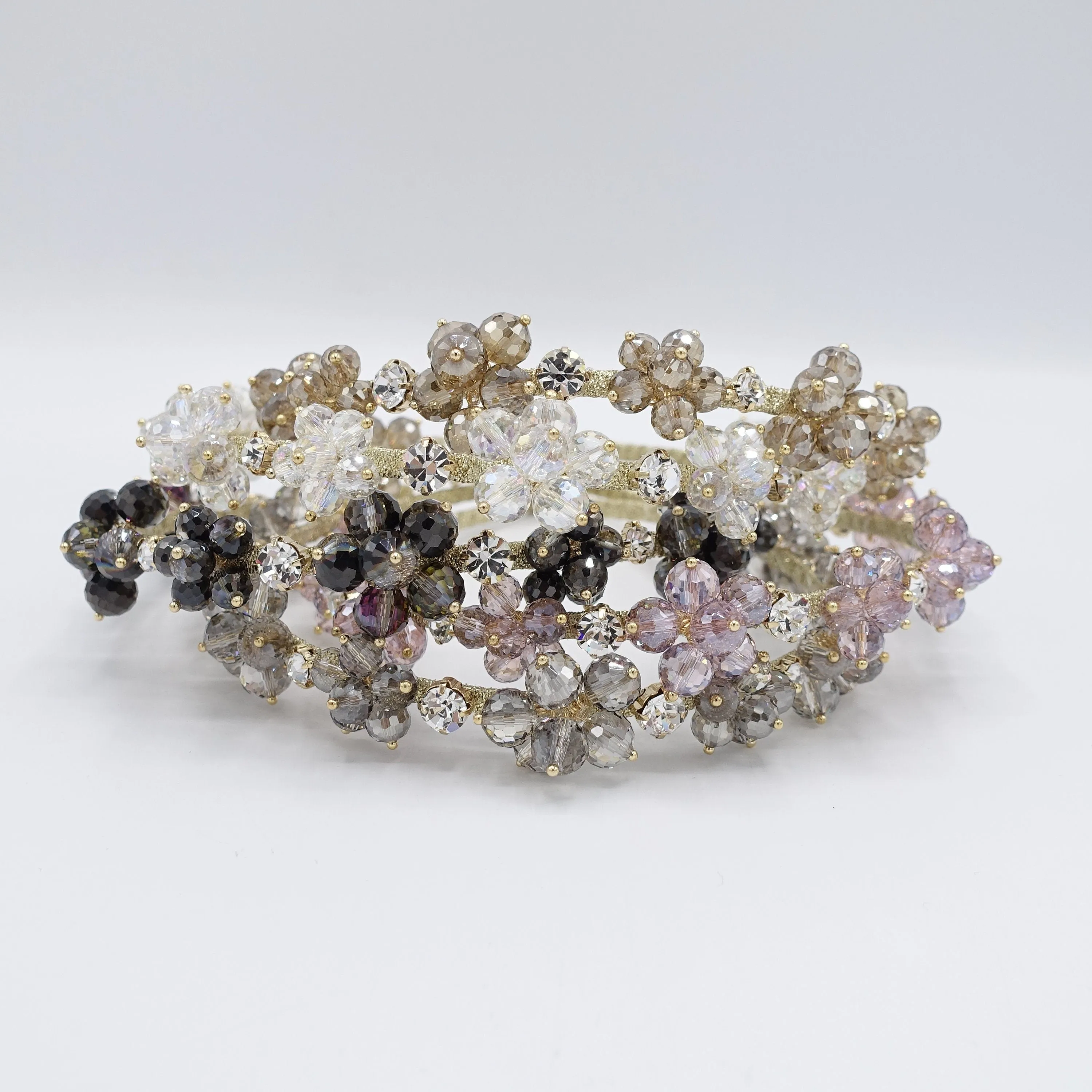 crystal bead flower headband, event headband for women