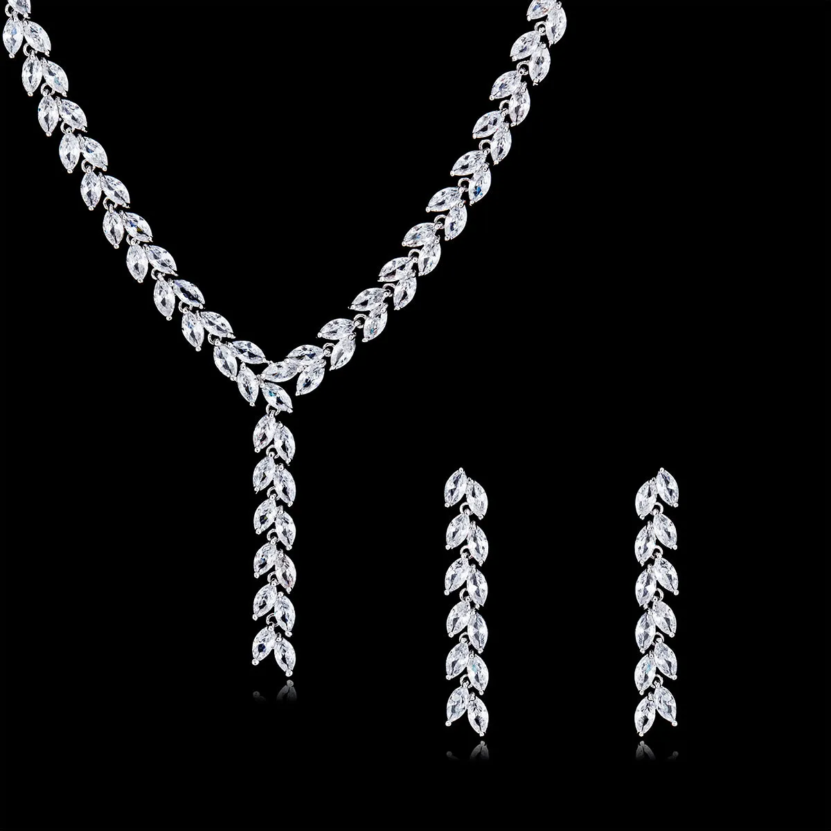 Cubic zirconia bride wedding necklace earring set CN10102