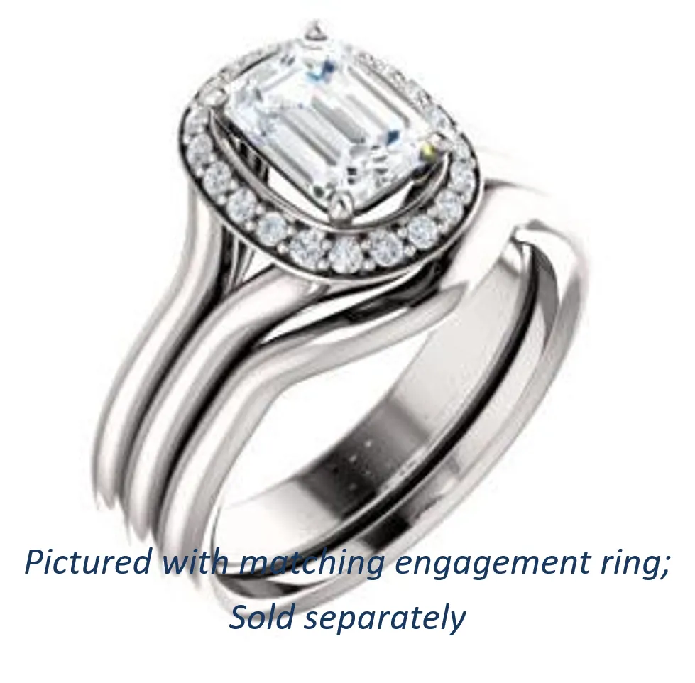 Cubic Zirconia Engagement Ring- The Bebi (Customizable Cathedral-Halo Emerald Cut Design with Wide Split Band)