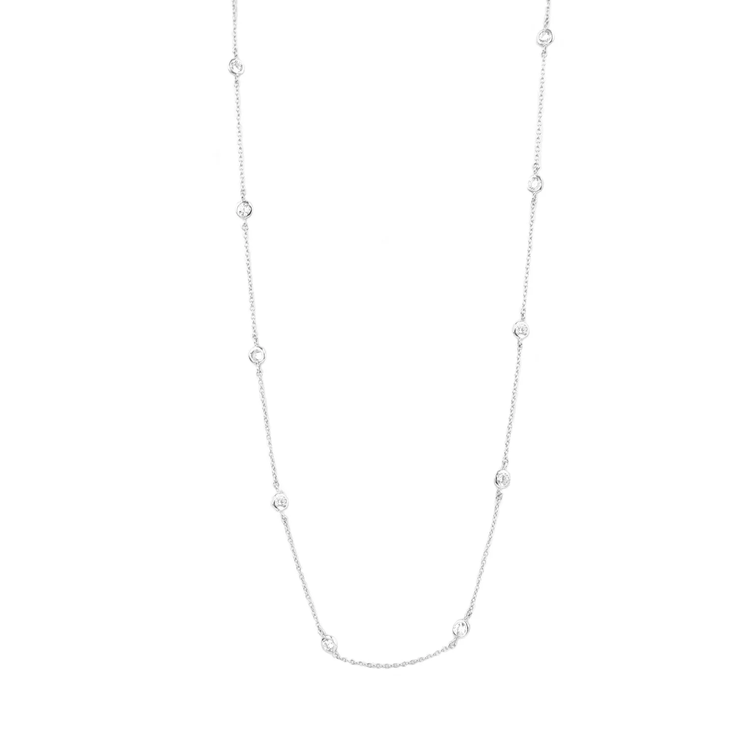 cz bezel set necklace 36"