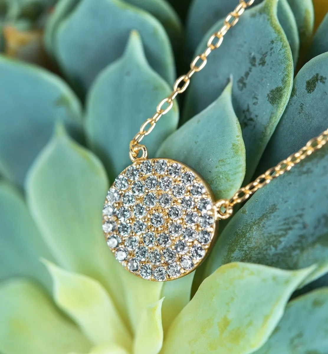 Dainty Crystal Disc Necklace