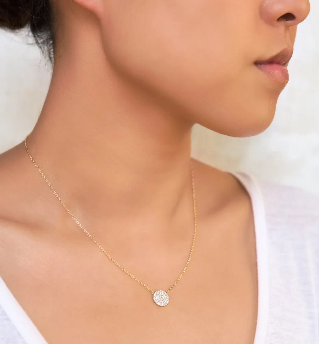 Dainty Crystal Disc Necklace